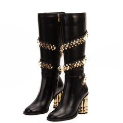 The Gladiator Black Leather Knee High Boot