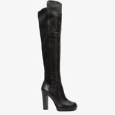 The Sao Paulo Black Leather Knee High Platform Heel Boot