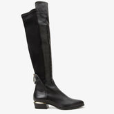 The Fairoks Black Leather Pointy Toe Knee High Boot