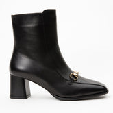 The Bukres Black Leather Block Heel Boot