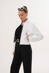 The Elvaris Reversible White Leather Jacket