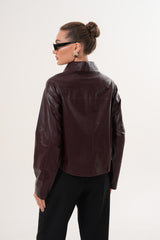 The Elvoria Reversible Burgundy Leather Jacket
