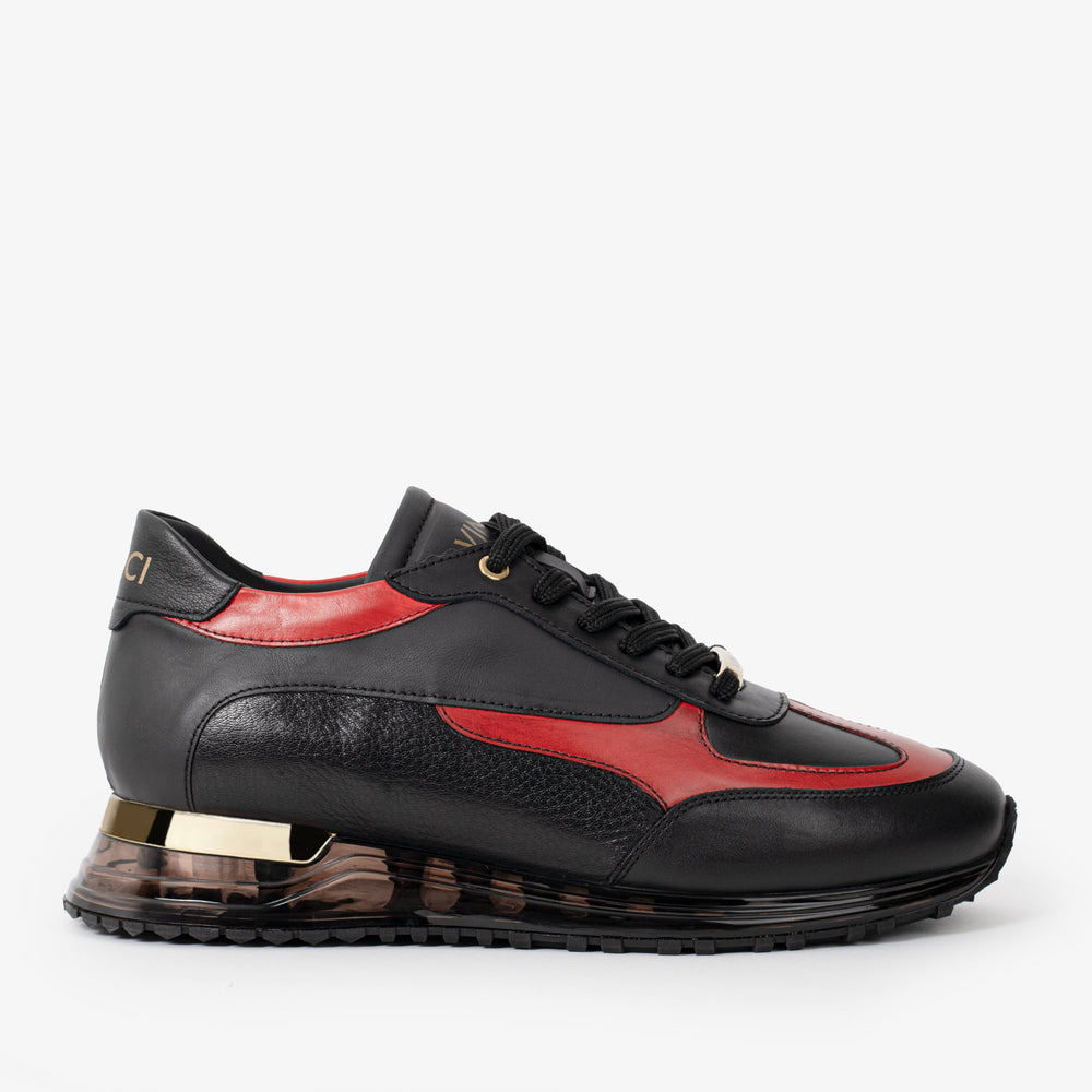 The Arda Black Red Leather Sneaker
