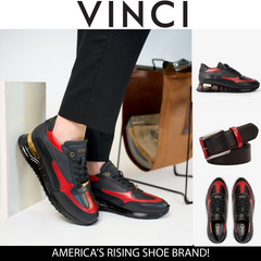 The Arda Black Red Leather Sneaker