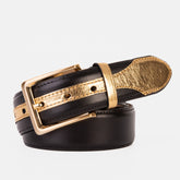 The Arda Black Gold Leather Belt