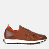 The Aslan Tan Knitted Leather Sneaker