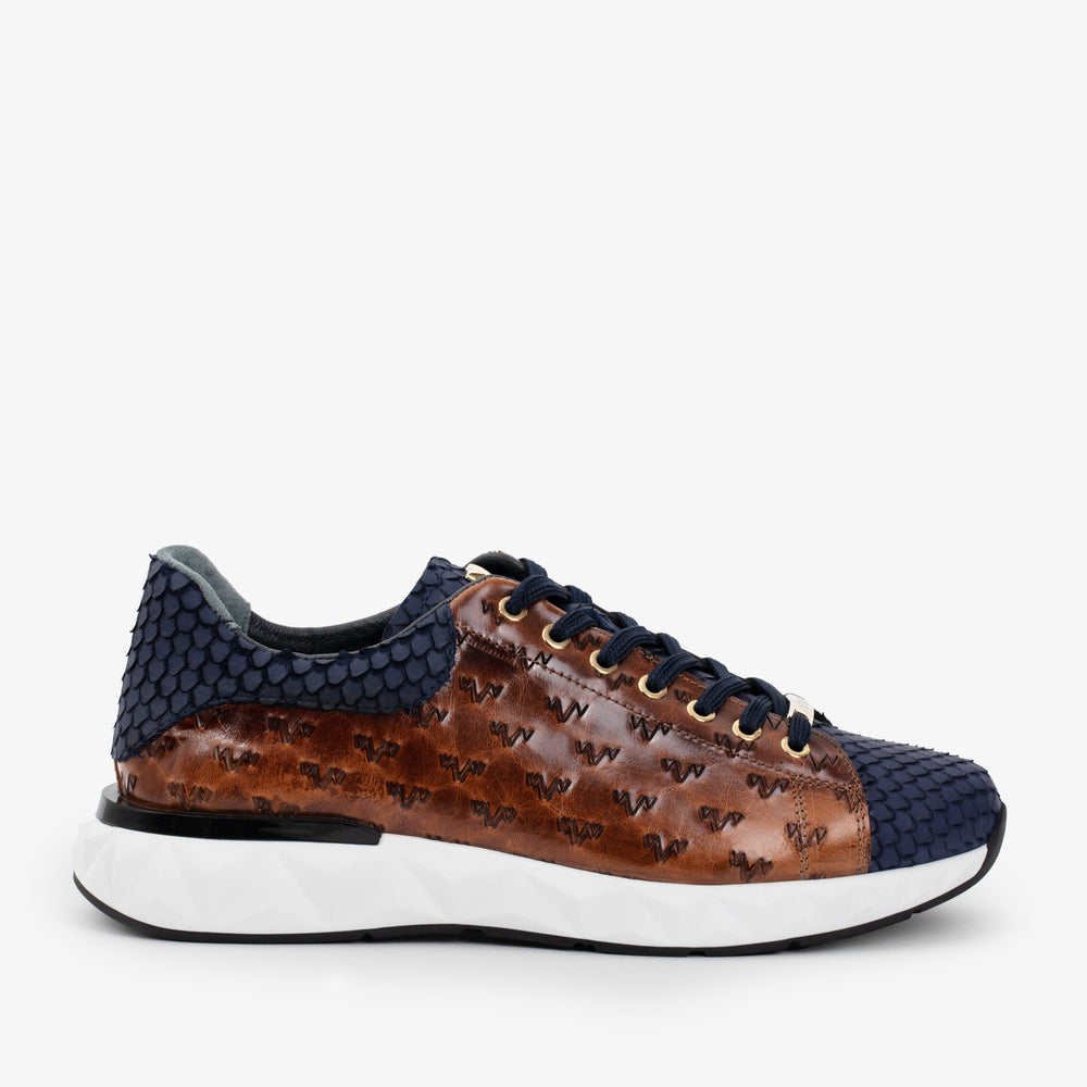 The Caesars Navy Tan Leather Sneaker