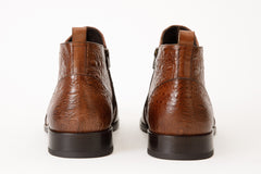 The Randor Brown Crocodile Leather Side-Zip Dress Ankle Boot