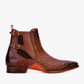 The Rolls Boot Woven Tan Leather Double Monk Strap Handmade Shoe