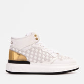 The Eugene White Gold Woven Leather High-Top Sneaker