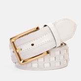 The Eugene White Gold Woven Leather Belt