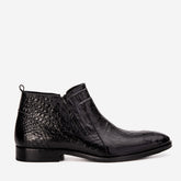 The Randor Black Crocodile Leather Side-Zip Dress Ankle Boot