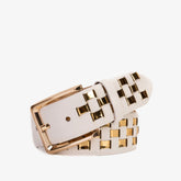 The Mackenzie White Gold Woven Leather Belt
