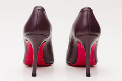 The Maneadero Dark Purple Leather Pump Fuchsia Sole Shoe