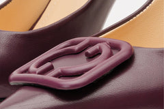 The Maneadero Dark Purple Leather Pump Fuchsia Sole Shoe