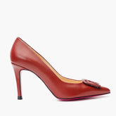 The Maneadero Dark Red Leather Pump Fuchsia Sole Shoe