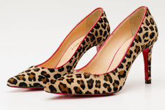 The Olbia Leopard Leather Pump Fuchsia Sole Shoe