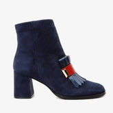 The Luksor Navy Blue Suede Leather Block Heel Boot