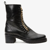 The Tuna Black Leather Mid Calf Boot