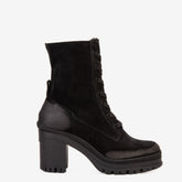 The Elera Black Leather Block Heel Boot