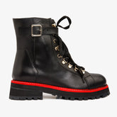 The Belgrano Black Leather Lace-Up Ankle Boot With a Side Zipper