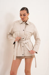 The Eira Cream Leather Jacket