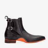 The Royal Hand Craft Black Leather Double-Buckle Chelsea Boot