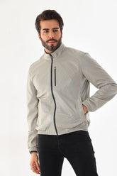 The Como Reversible Cream Black Leather Bomber Jacket