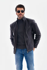 The Varden Navy Blue Leather Jacket