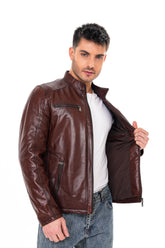 The Falcon Cognac Brown Smooth Leather Jacket