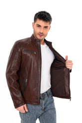 The Falcon Brown Pebbled Leather Jacket