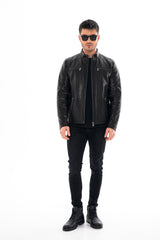The Falcon Black Pebbled Leather Jacket