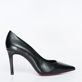 The Ege Black Leather Pump Fuchsia Sole Shoe