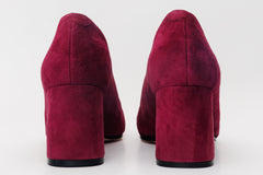 The California Burgundy Suede Leather Block Heel Pump Shoe