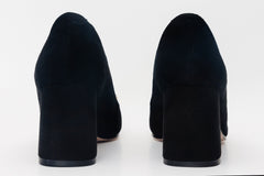 The California Black Suede Leather Block Heel Pump Shoe