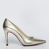 The Ege Gold Leather Pump Fuchsia Sole Shoe