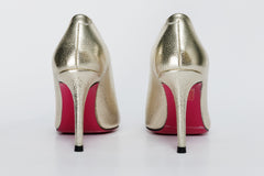 The Ege Gold Leather Pump Fuchsia Sole Shoe
