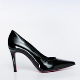 The Ege Black Patent Leather Pump Fuchsia Sole Shoe