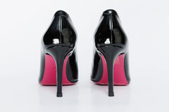 The Ege Black Patent Leather Pump Fuchsia Sole Shoe