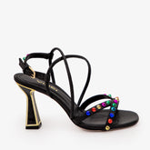 The Aurora Black Leather Strappy Sandal