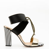 The Bloke Black Leather Ankle Strap Sandal