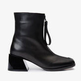 The Tackle Black Leather Block Heel Boot