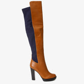 The Sao Paulo Tan Leather Knee High Platform Heel Boot
