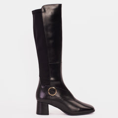 The Windsor Black Leather Knee High Boot