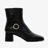 The Windsor Black Leather Block Heel Boot