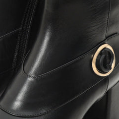 The Windsor Black Leather Block Heel Boot