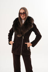 The Alessia Brown Leather Fox Fur Jacket