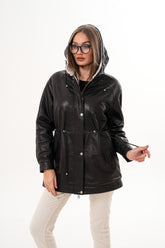 The Capri Black Hooded Leather Jacket