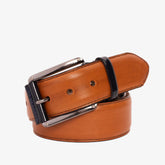 The Maratea Tan Navy Leather Belt
