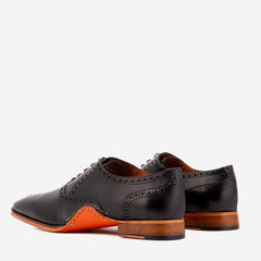 The Draco Handmade Black Semi Brogue Oxford Shoe
